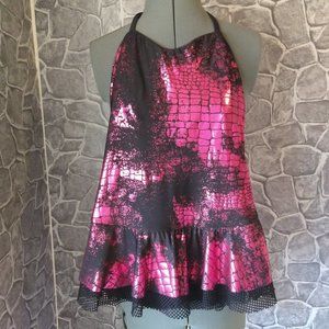 Kelle Girls Black Purple Metallic Dance Romper/Dress  L